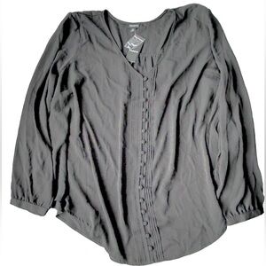torrid Black V-Neck Button Down Long Sleeve Blouse Plus Size Top 3x